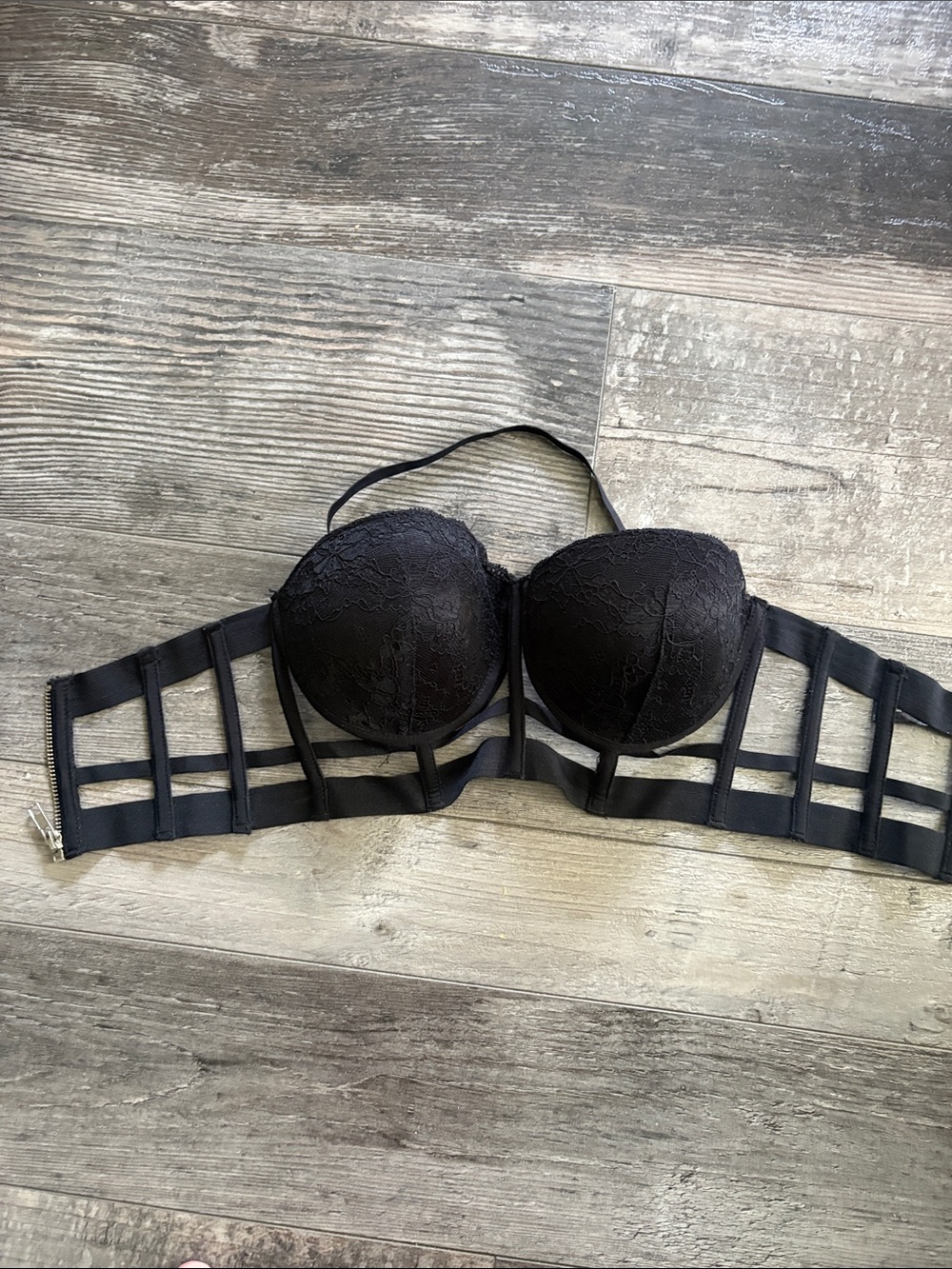 Black Lace Push-Up Cage Back Bra